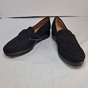 Kate Park Loafers Women’s Sz 7 Black Faux Suede Lightweight